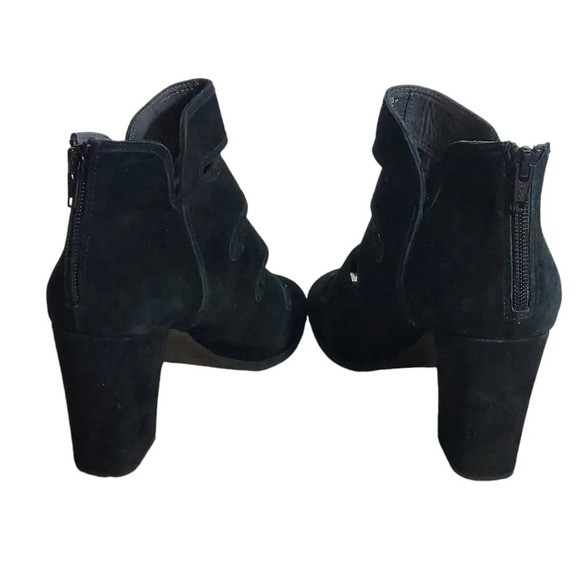 Seychelles‎ Lagoon Black Suede Cutout Ankle Boots Block Heels - Picture 9 of 16